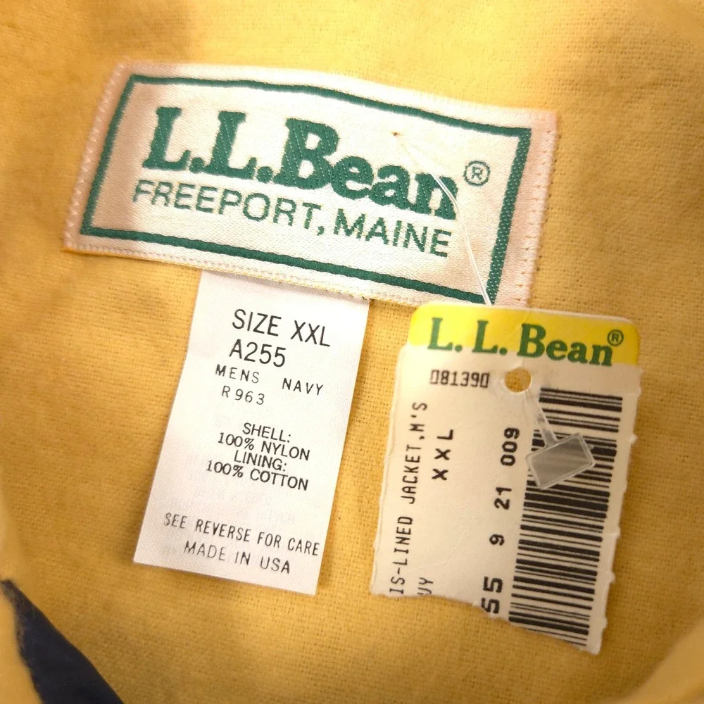Vintage LL Bean Coaches Jacket Mens XXL Navy Blue Chamois Lined Made‎ In USA NEW
